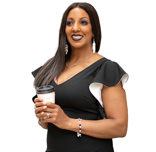 Image of Avis Carter smiling and holding a cup of coffee.